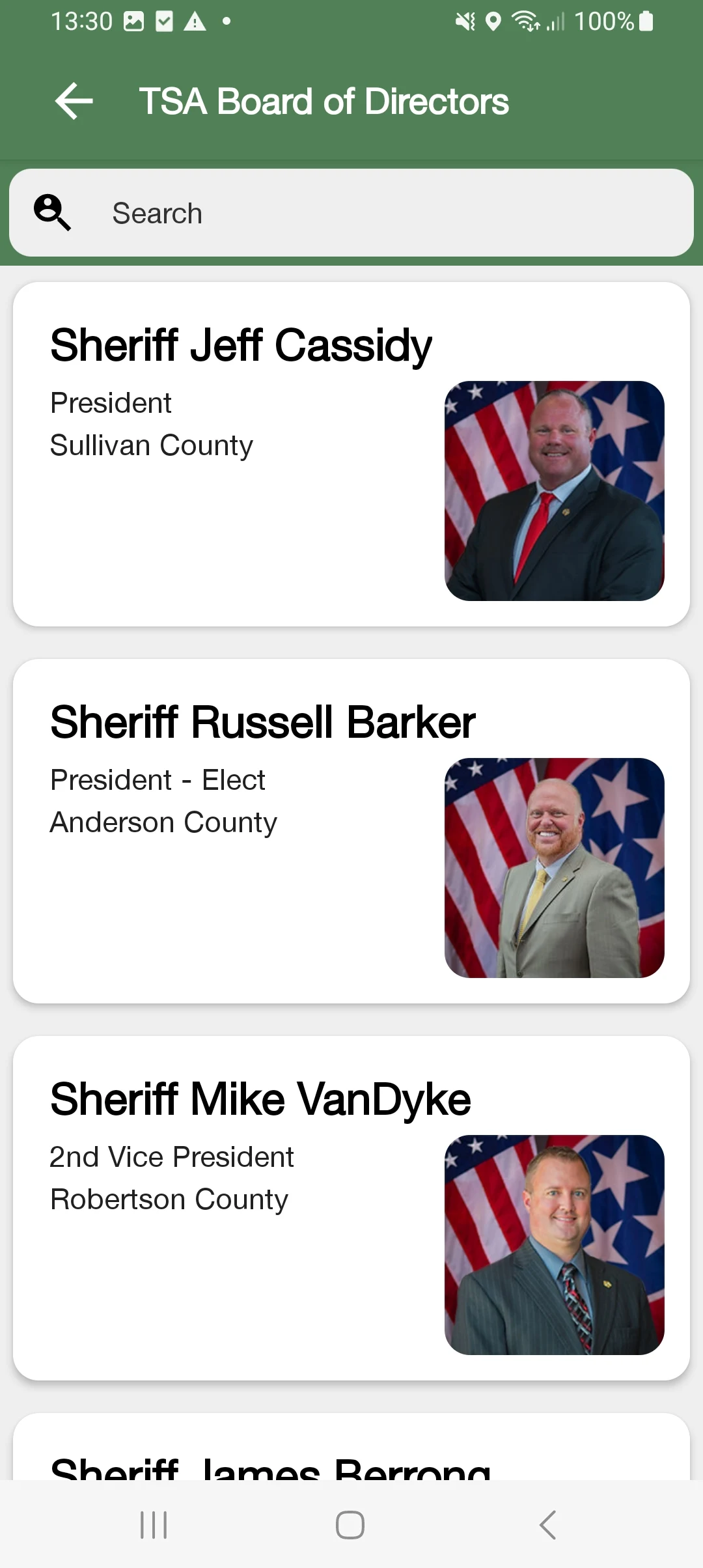 Tennessee Sheriffs Association screenshot