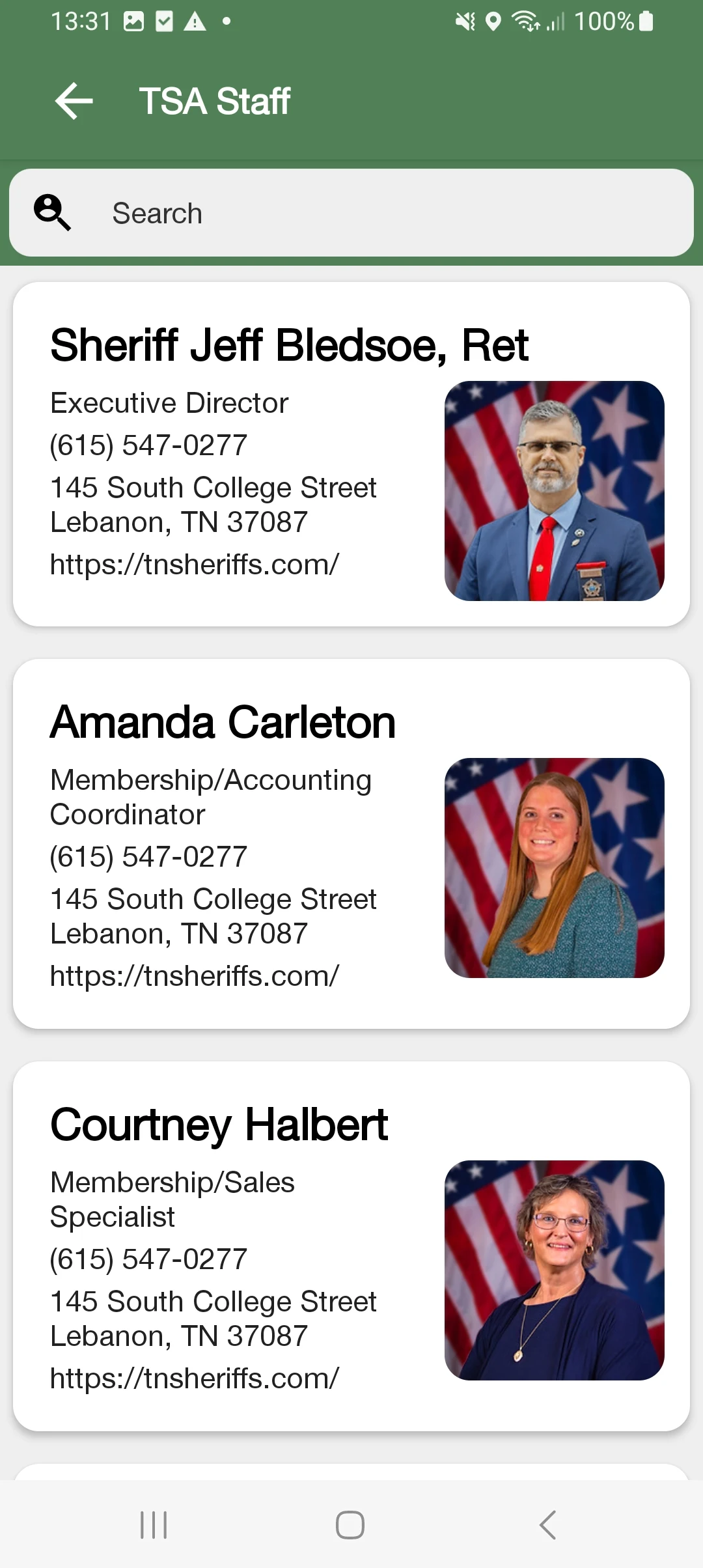 Tennessee Sheriffs Association screenshot